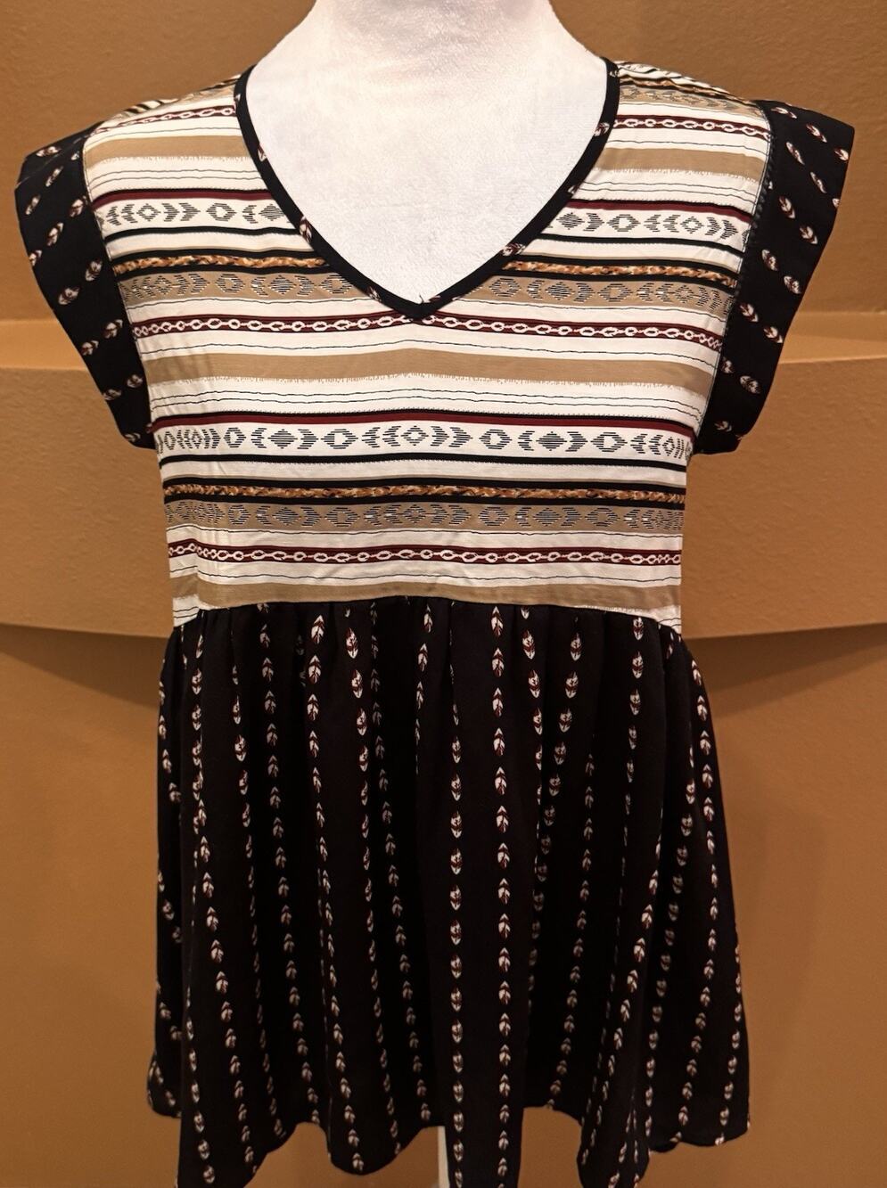 THML Mixed Print Boho Top Sleeveless Multicolor Size S